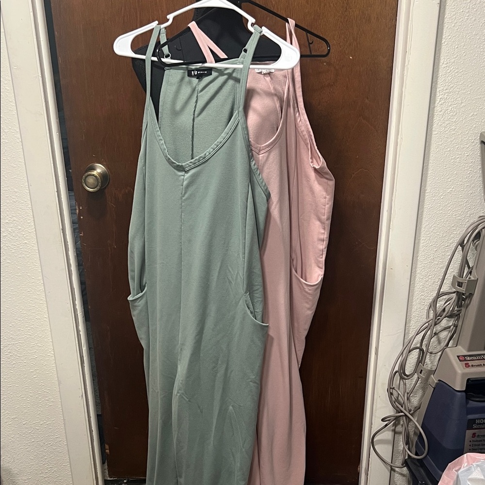 SHEIN Green and Pink Jumpsuits